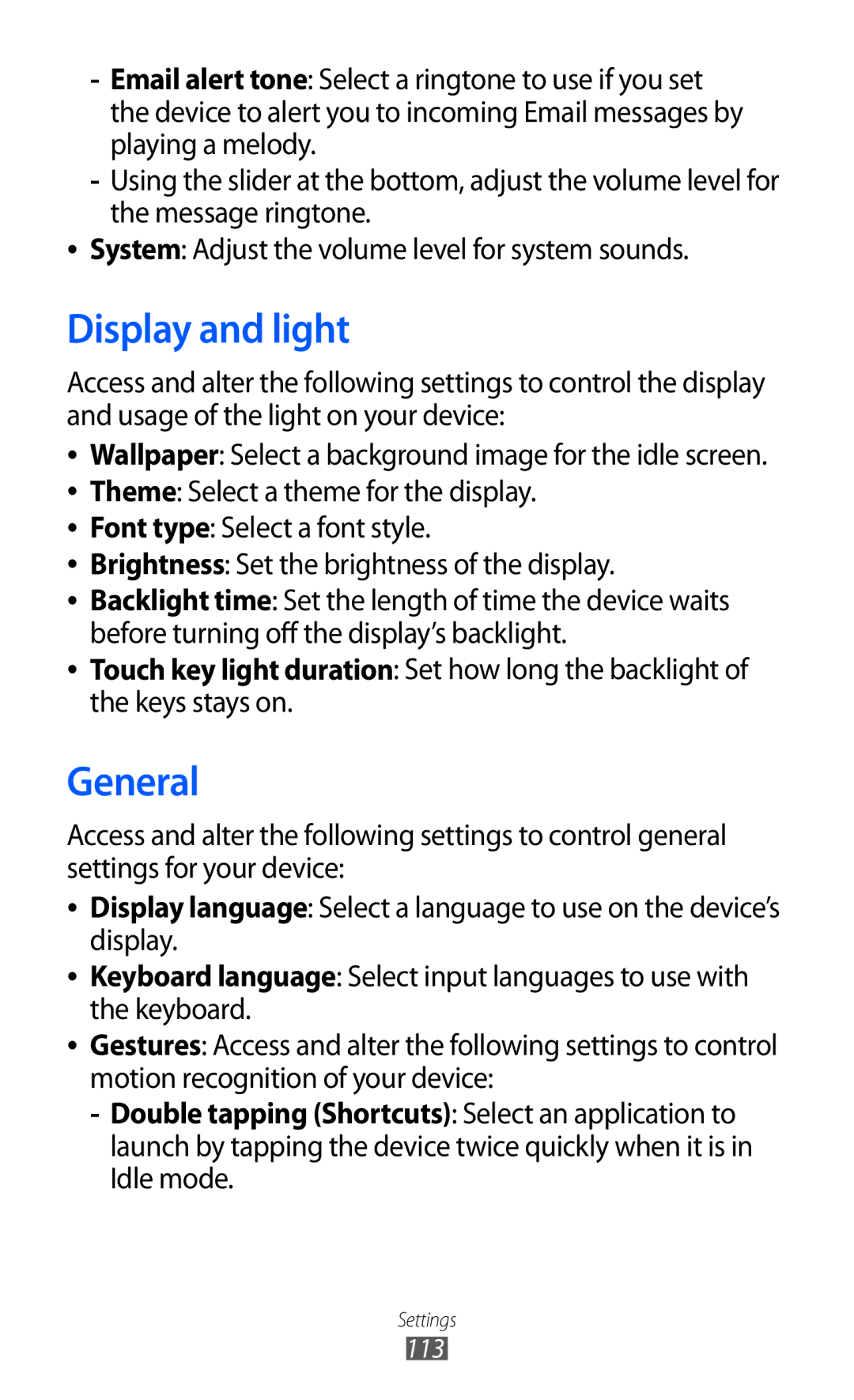 Samsung GT-S5780YKDXXV, GT-S5780YKDXEV manual Display and light, General 