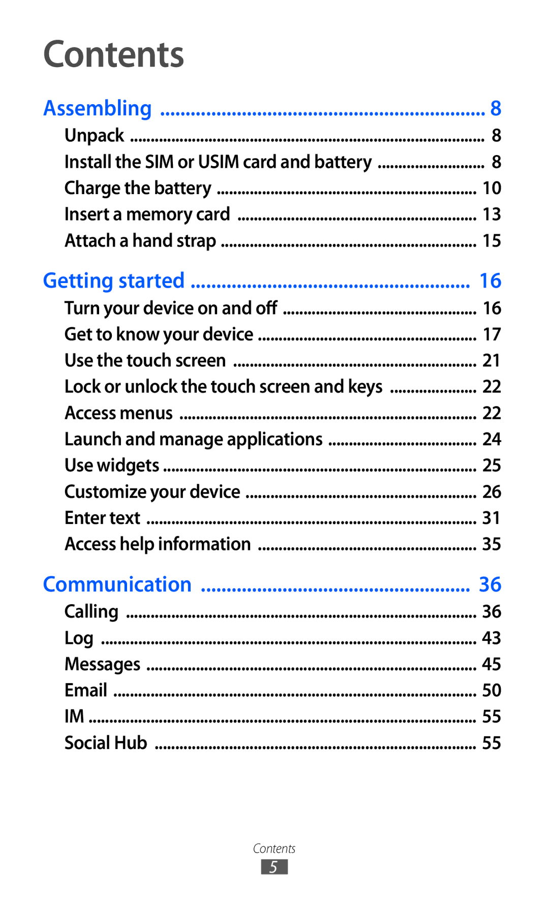 Samsung GT-S5780YKDXXV, GT-S5780YKDXEV manual Contents 