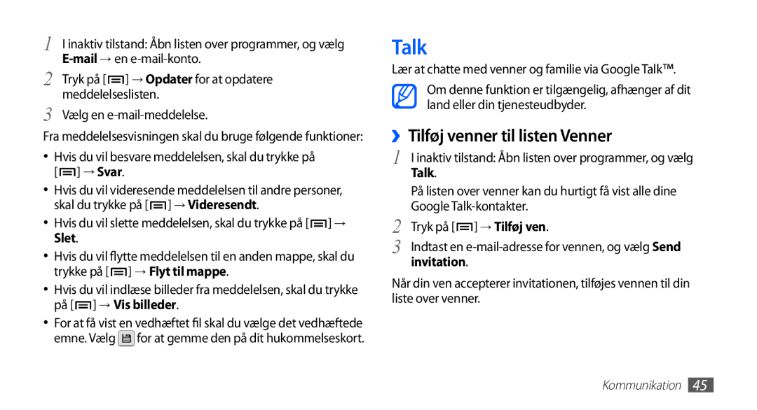 Samsung GT-S5830PPANEE, GT-S5830DKANEE, GT-S5830RWANEE, GT-S5830UWANEE Talk, ››Tilføj venner til listen Venner, Invitation 