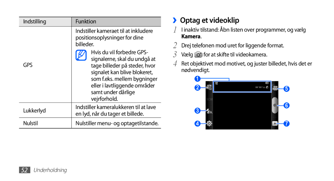 Samsung GT-S5830UWANEE, GT-S5830DKANEE, GT-S5830PPANEE, GT-S5830RWANEE, GT-S5830OKANEE manual ››Optag et videoklip 