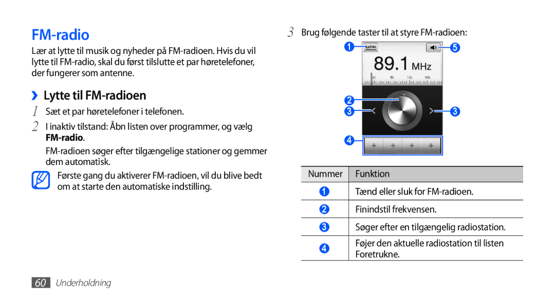 Samsung GT-S5830PPANEE, GT-S5830DKANEE, GT-S5830RWANEE, GT-S5830UWANEE, GT-S5830OKANEE manual ››Lytte til FM-radioen 