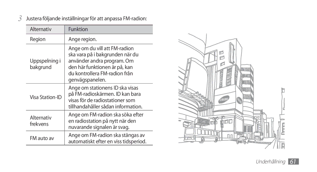 Samsung GT-S5830RWANEE Använder andra program. Om, Visas för de radiostationer som, Frekvens, Nuvarande signalen är svag 