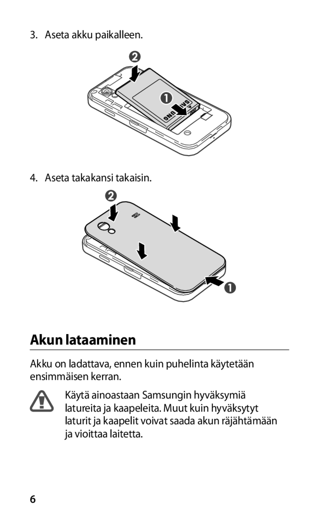 Samsung GT-S5830PPANEE, GT-S5830DKANEE, GT-S5830RWANEE, GT-S5830UWANEE, GT-S5830OKANEE manual Akun lataaminen 