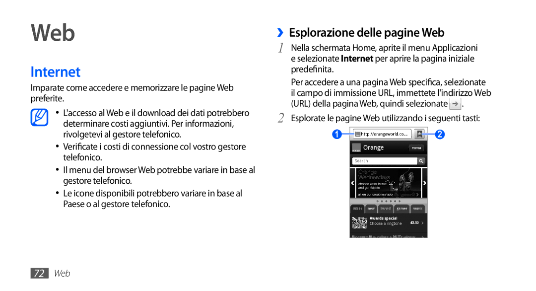 Samsung GT-S5830RWAITV, GT-S5830OKADBT, GT-S5830UWAWIN manual Internet, ››Esplorazione delle pagine Web, Predefinita 