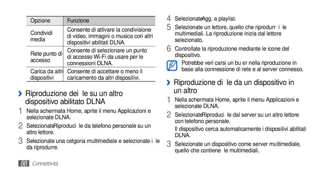 Samsung GT-S5830RWATIM ››Riproduzione di file da un dispositivo in un altro, Altro lettore, Selezionate Agg. a playlist 