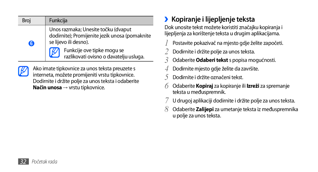 Samsung GT-S5830OKASMO, GT-S5830OKAVIP manual ››Kopiranje i lijepljenje teksta, Se lijevo ili desno, Polje za unos teksta 