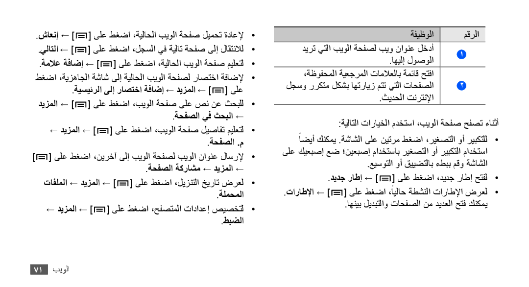 Samsung GT-S5830OKATMC ةيسيئرلا ىلإ راصتخا ةفاضإ ← ديزملا ← ىلع, ةحفصلا يف ثحبلا ←, ةحفصلا .م, ةحفصلا ةكراشم ← ديزملا ← 