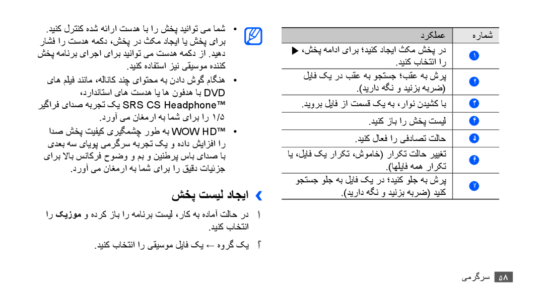 Samsung GT-S5830OKAXSS manual شخپ تسیل داجیا››, دروآ یم ناغمرا هب امش یارب ار قیقد تایئزج, دینک لاعف ار یفداصت تلاح 