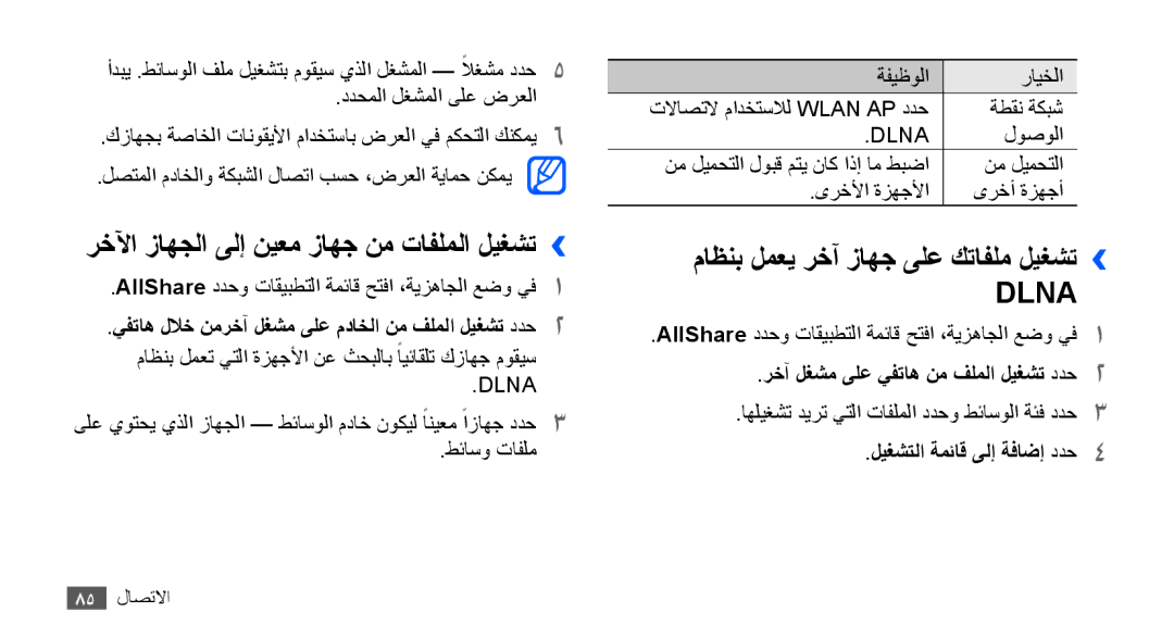 Samsung GT-S5830UWZPAK manual رخلآا زاهجلا ىلإ نيعم زاهج نم تافلملا ليغشت››, ماظنب لمعي رخآ زاهج ىلع كتافلم ليغشت›› 