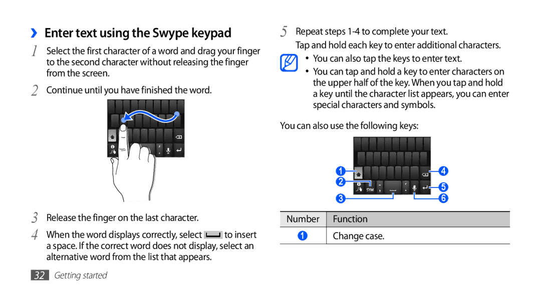 Samsung GT-S5830RWISKZ ›› Enter text using the Swype keypad, From the screen, Continue until you have finished the word 