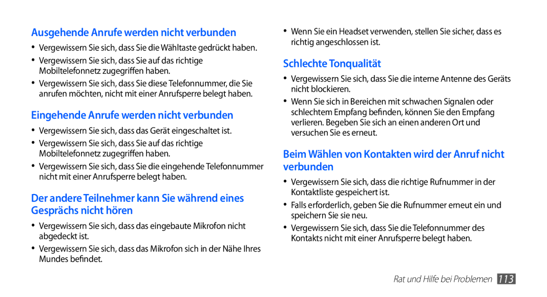 Samsung GT-S5830RWAEPL Ausgehende Anrufe werden nicht verbunden, Vergewissern Sie sich, dass das Gerät eingeschaltet ist 