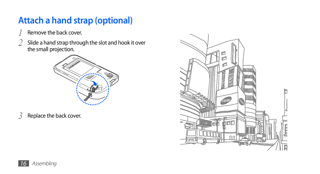 Samsung GT-S5830RWAATO, GT-S5830OKZDBT, GT-S5830OKYXEG, GT-S5830OKADBT manual Attach a hand strap optional, Small projection 