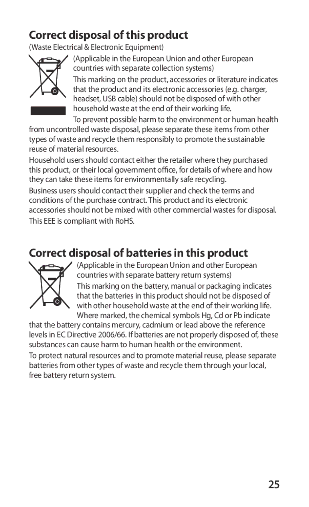 Samsung GT-S5830OKAATO, GT-S5830OKZDBT, GT-S5830OKYXEG, GT-S5830OKADBT, GT-S5830OKACOS manual Correct disposal of this product 