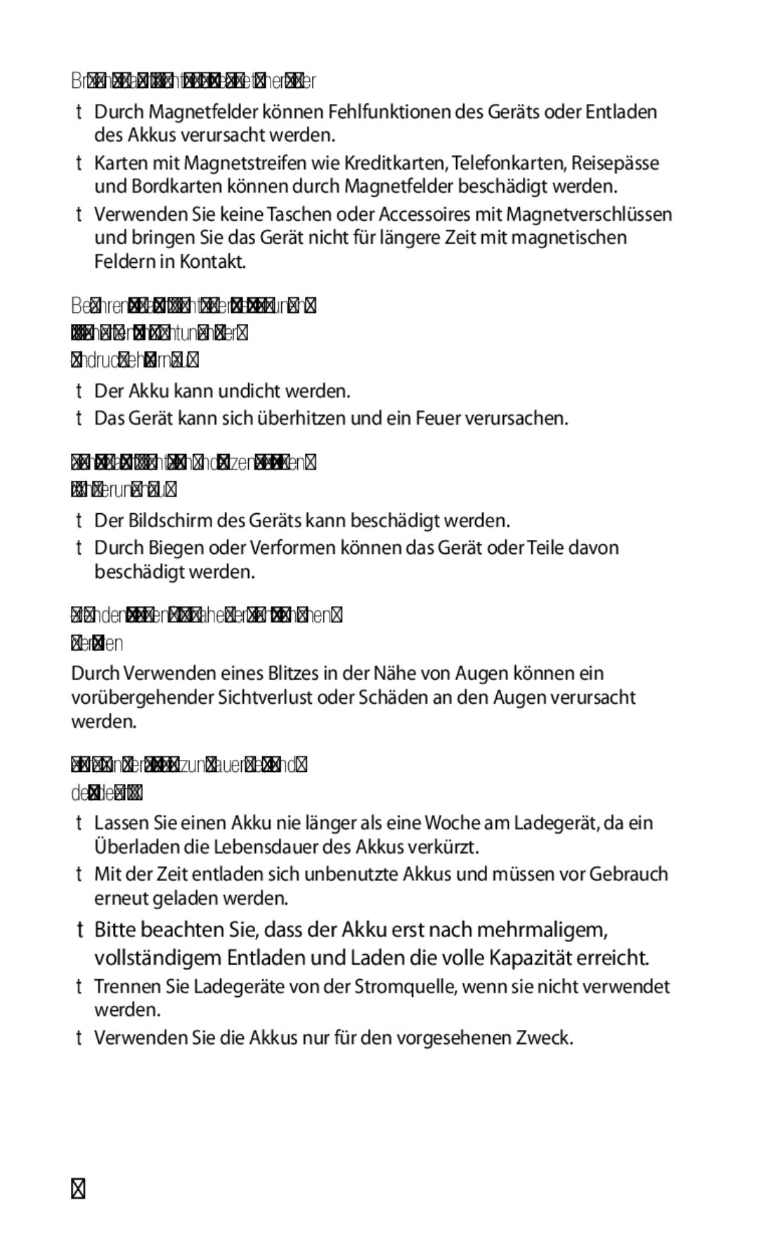 Samsung GT-S5830OKAEPL, GT-S5830OKZDBT, GT-S5830OKYXEG manual Bringen Sie das Gerät nicht in die Nähe magnetischer Felder 