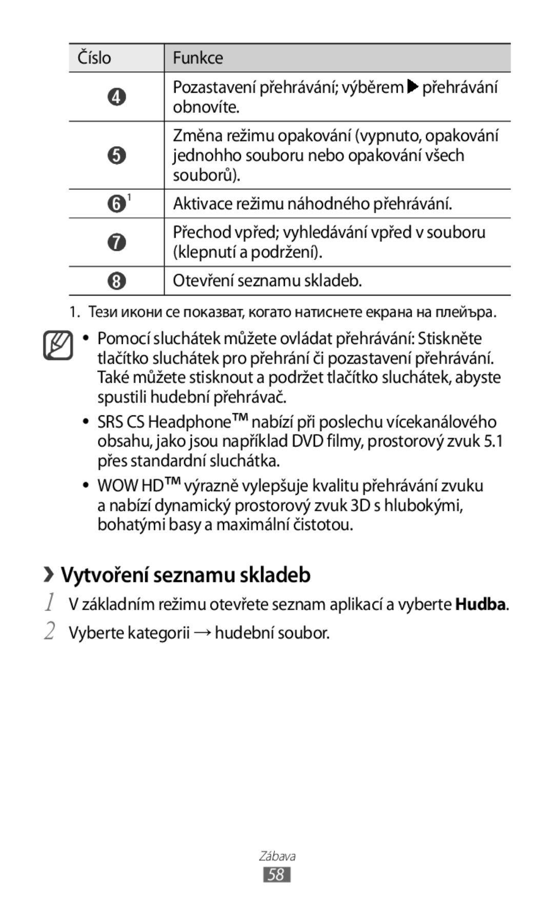 Samsung GT2S5830OKAORS, GT-S5830PPAXSK, GT-S5830OKATMS, GT2S5830OKATMZ, GT-S5830PPAORO manual › Vytvoření seznamu skladeb 