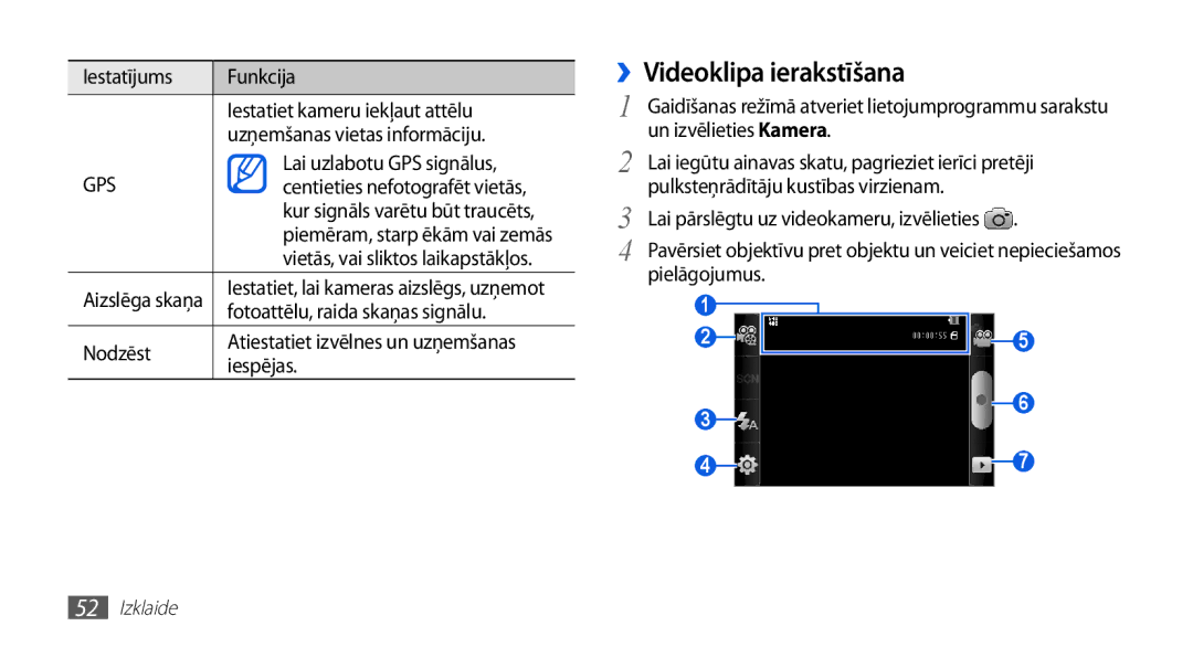 Samsung GT-S5830OKABAL ››Videoklipa ierakstīšana, Lai uzlabotu GPS signālus, Fotoattēlu, raida skaņas signālu, Nodzēst 