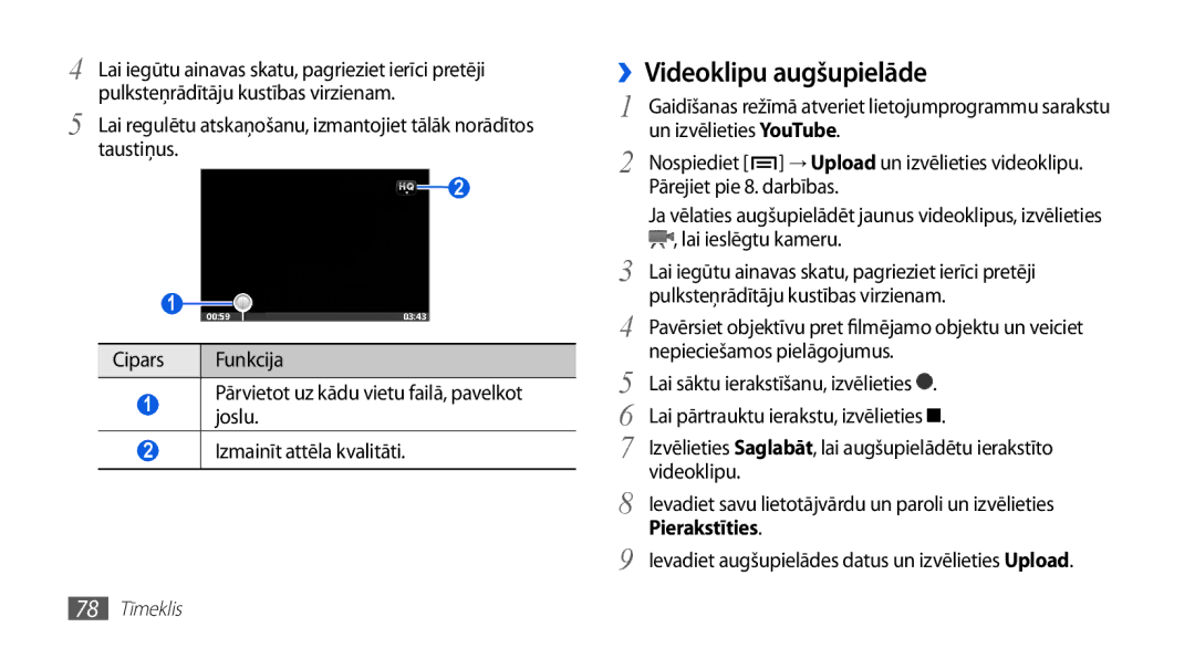 Samsung GT-S5830OKASEB, GT-S5830RWASEB, GT-S5830OKABAL manual ››Videoklipu augšupielāde 