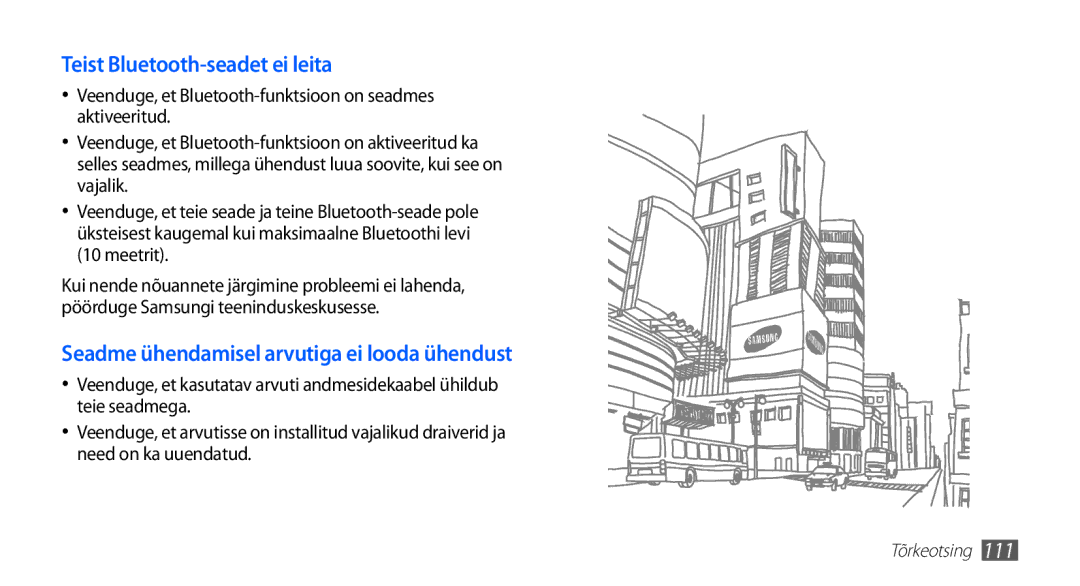Samsung GT-S5830OKASEB, GT-S5830RWASEB, GT-S5830OKABAL manual Teist Bluetooth-seadet ei leita 