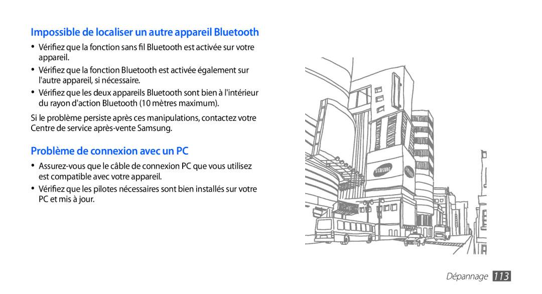 Samsung GT-S5830OKASFR, GT-S5830RWASFR, GT-S5830OKAXEF, GT-S5830RWAFRE Impossible de localiser un autre appareil Bluetooth 
