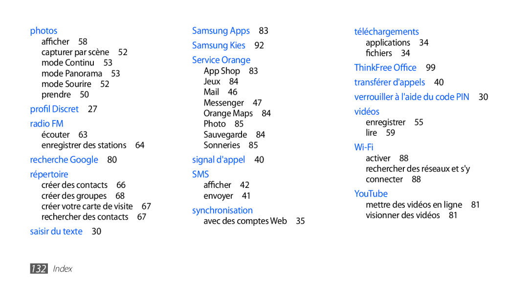 Samsung GT-S5830OKASFR, GT-S5830RWASFR, GT-S5830OKAXEF, GT-S5830RWAFRE, GT-S5830RWAVGF, GT-S5830OKZBOG, GT-S5830OKAVGF manual Sms 