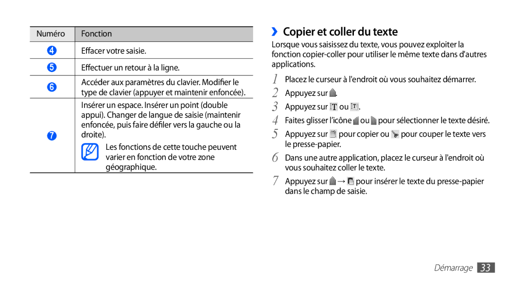 Samsung GT-S5830RWAXEF manual ››Copier et coller du texte, Appuyez sur, Le presse-papier, Vous souhaitez coller le texte 