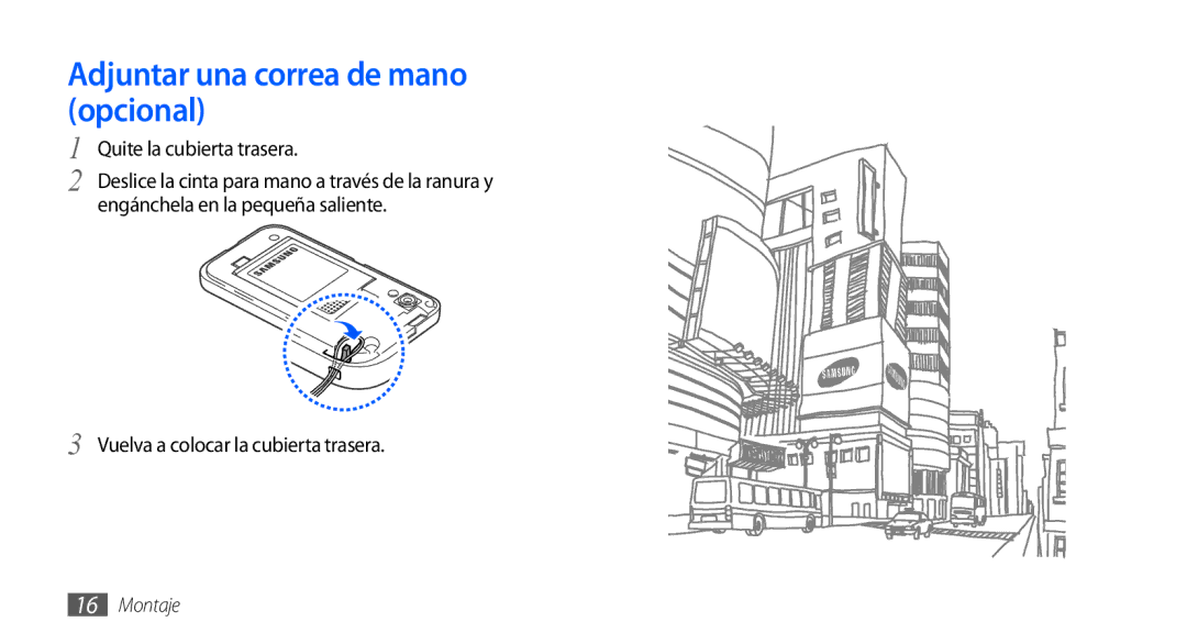 Samsung GT-S5830PPAXEC, GT-S5830UWAXEC, GT-S5830RWAATL manual Adjuntar una correa de mano opcional, Quite la cubierta trasera 