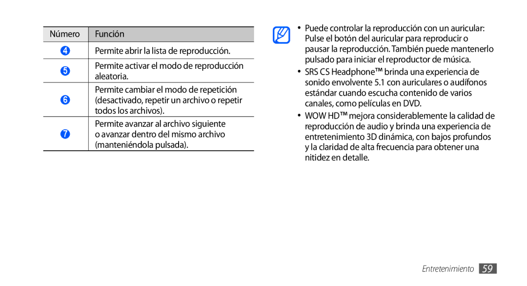 Samsung GT-S5830RWAXEC, GT-S5830UWAXEC, GT-S5830RWAATL, GT-S5830PPAYOG, GT-S5830OKAAMN, GT-S5830UWAATL manual Entretenimiento 