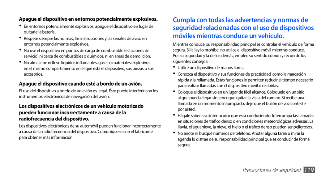 Samsung GT-S5830RWAXEC, GT-S5830UWAXEC, GT-S5830RWAATL manual Apague el dispositivo en entornos potencialmente explosivos 