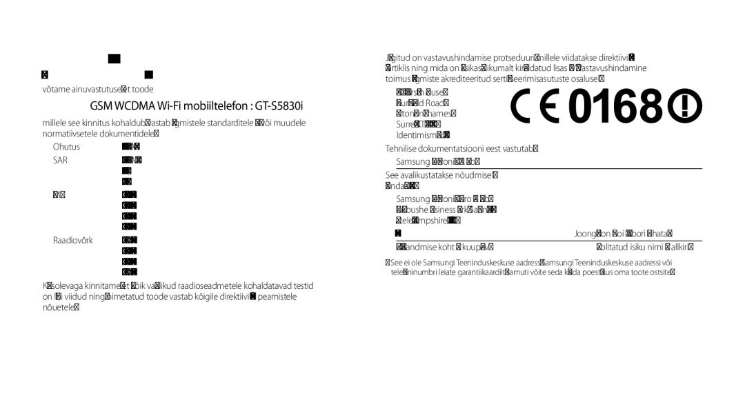 Samsung GT-S5830OKISEB, GT-S5830UWZSEB manual GSM Wcdma Wi-Fi mobiiltelefon GT-S5830i 