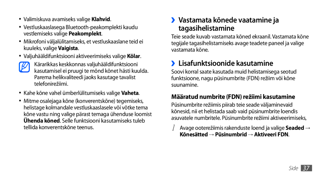 Samsung GT-S5830OKISEB, GT-S5830UWZSEB manual ››Lisafunktsioonide kasutamine, Valimiskuva avamiseks valige Klahvid 