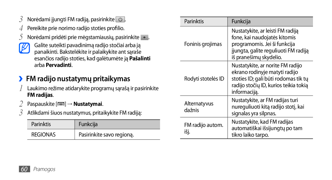 Samsung GT-S5830UWZSEB, GT-S5830OKISEB manual ››FM radijo nustatymų pritaikymas, Arba Pervadinti 