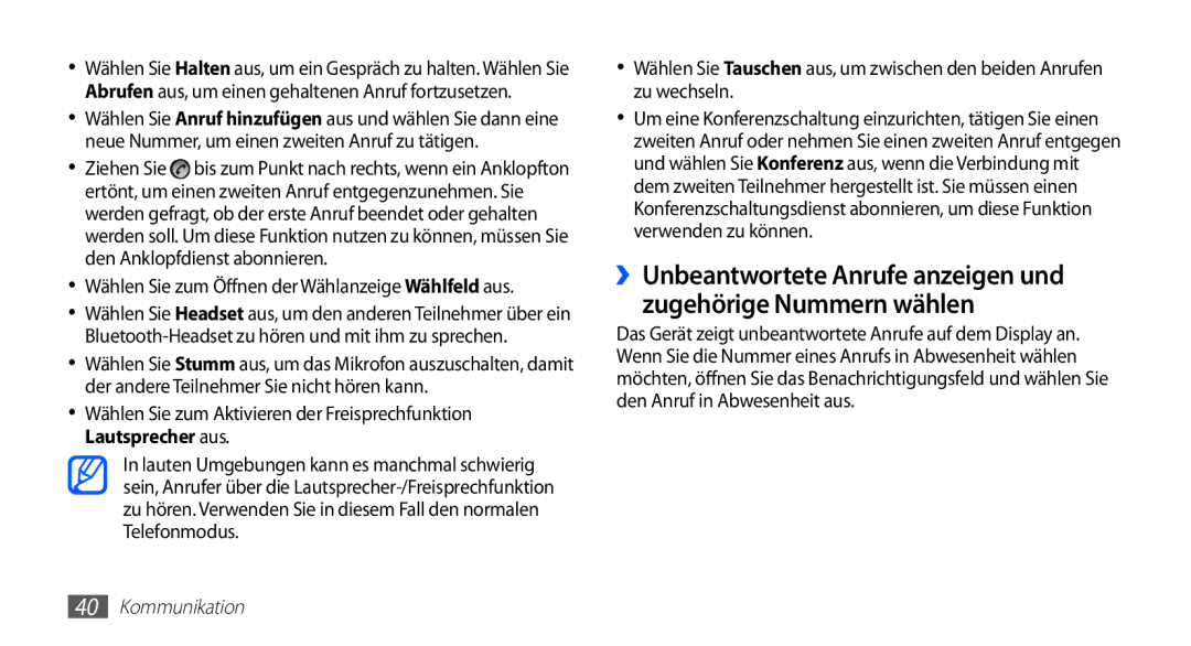 Samsung GT-S5839UWITCL, GT-S5839OKIDTR, GT-S5839OKITCL, GT-S5839OKIDTM Wählen Sie zum Öffnen der Wählanzeige Wählfeld aus 