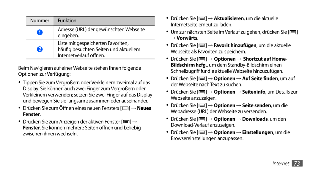 Samsung GT-S5839OKIVD2, GT-S5839OKIDTR, GT-S5839UWITCL, GT-S5839OKITCL, GT-S5839OKIDTM manual Fenster, Beliebig, → Vorwärts 