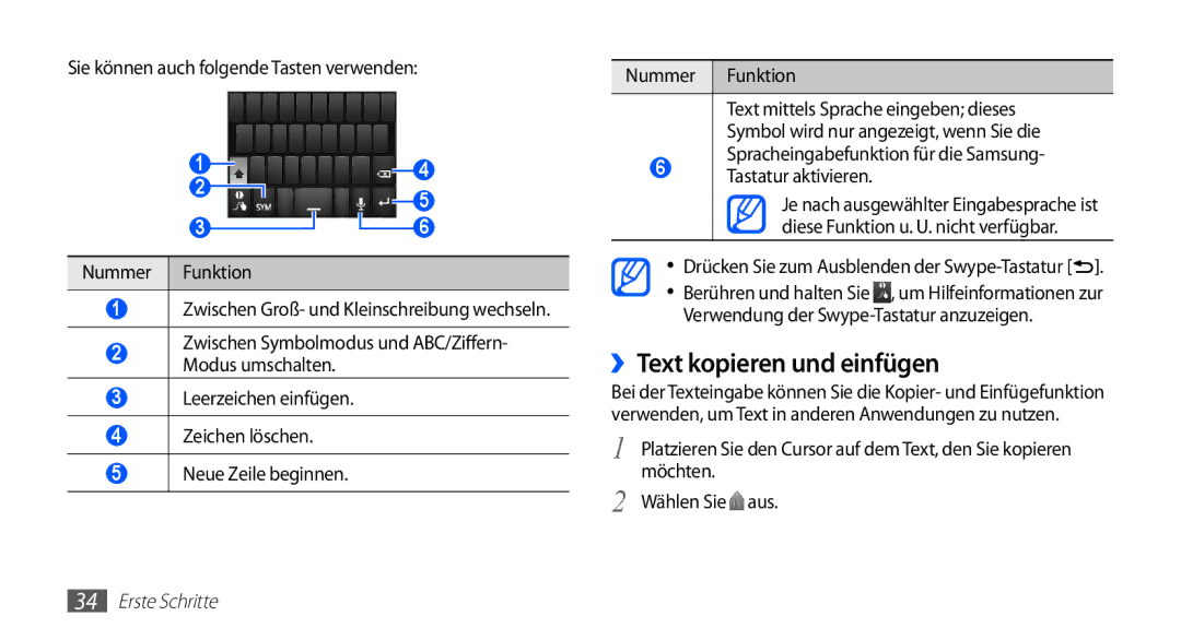 Samsung GT-S5839OKIVD2 manual ››Text kopieren und einfügen, Drücken Sie zum Ausblenden der Swype-Tastatur, Möchten 