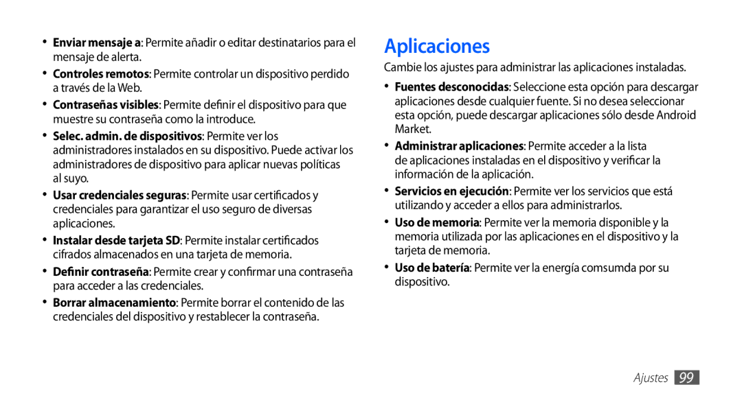 Samsung GT-S5839RWIAMN, GT-S5839UWIAMN, GT-S5839OKIAMN, GT-S5839OKIATL, GT-S5839UWIATL manual Aplicaciones 