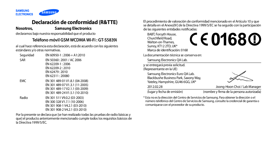 Samsung GT-S5839OKIATL, GT-S5839RWIAMN, GT-S5839UWIAMN, GT-S5839OKIAMN Nosotros, Teléfono móvil GSM Wcdma Wi-Fi GT-S5839i 