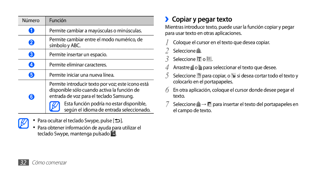 Samsung GT-S5839OKIATL, GT-S5839RWIAMN, GT-S5839UWIAMN, GT-S5839OKIAMN, GT-S5839UWIATL manual ››Copiar y pegar texto 