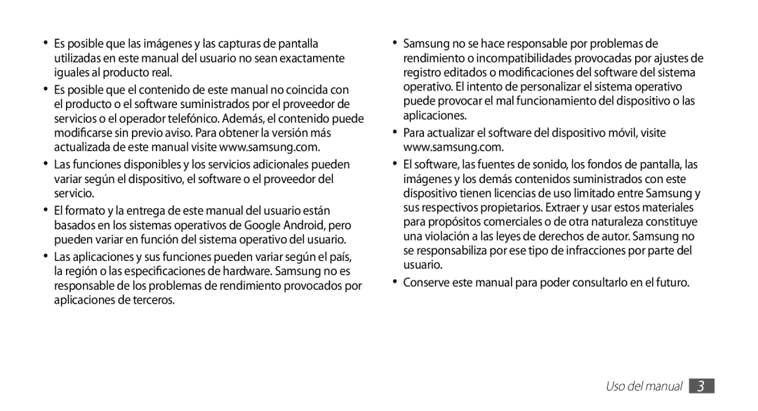 Samsung GT-S5839UWIATL, GT-S5839RWIAMN, GT-S5839UWIAMN Conserve este manual para poder consultarlo en el futuro 