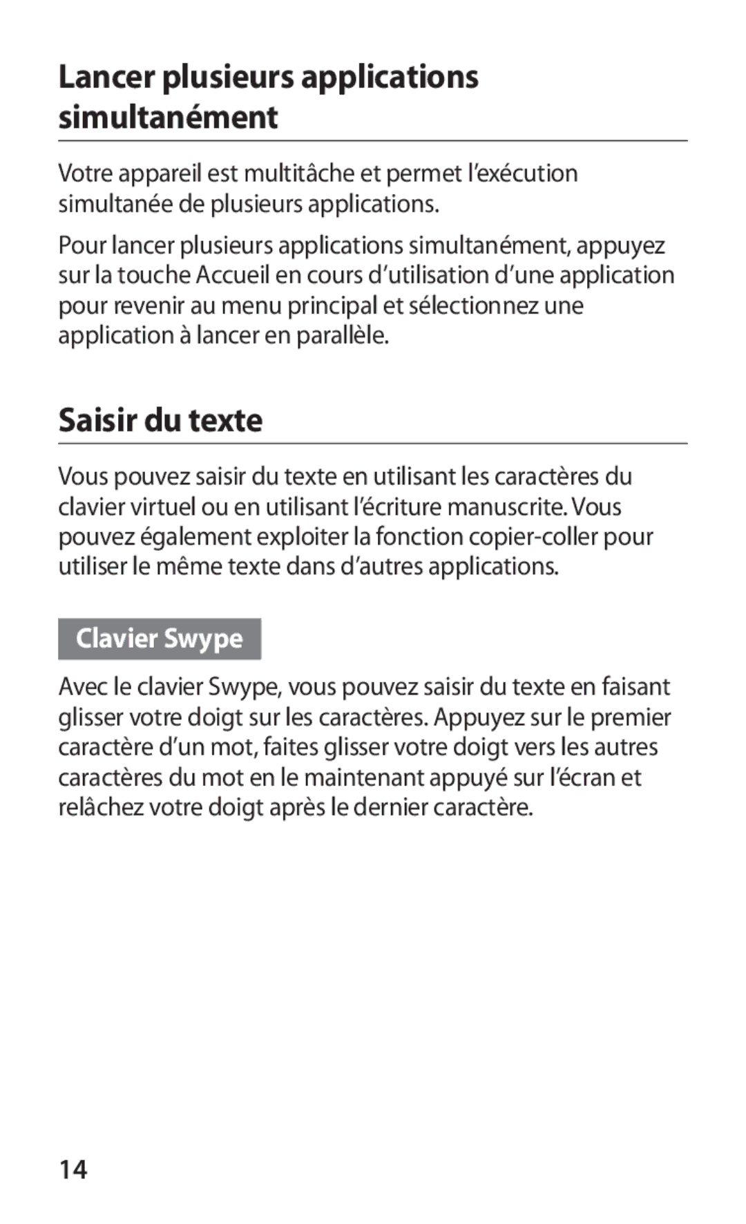 Samsung GT-S5839RWIFRE, GT-S5839RWILPM, GT-S5839UWISFR, GT-S5839RWIVGF, GT-S5839RWIBOG manual Saisir du texte, Clavier Swype 