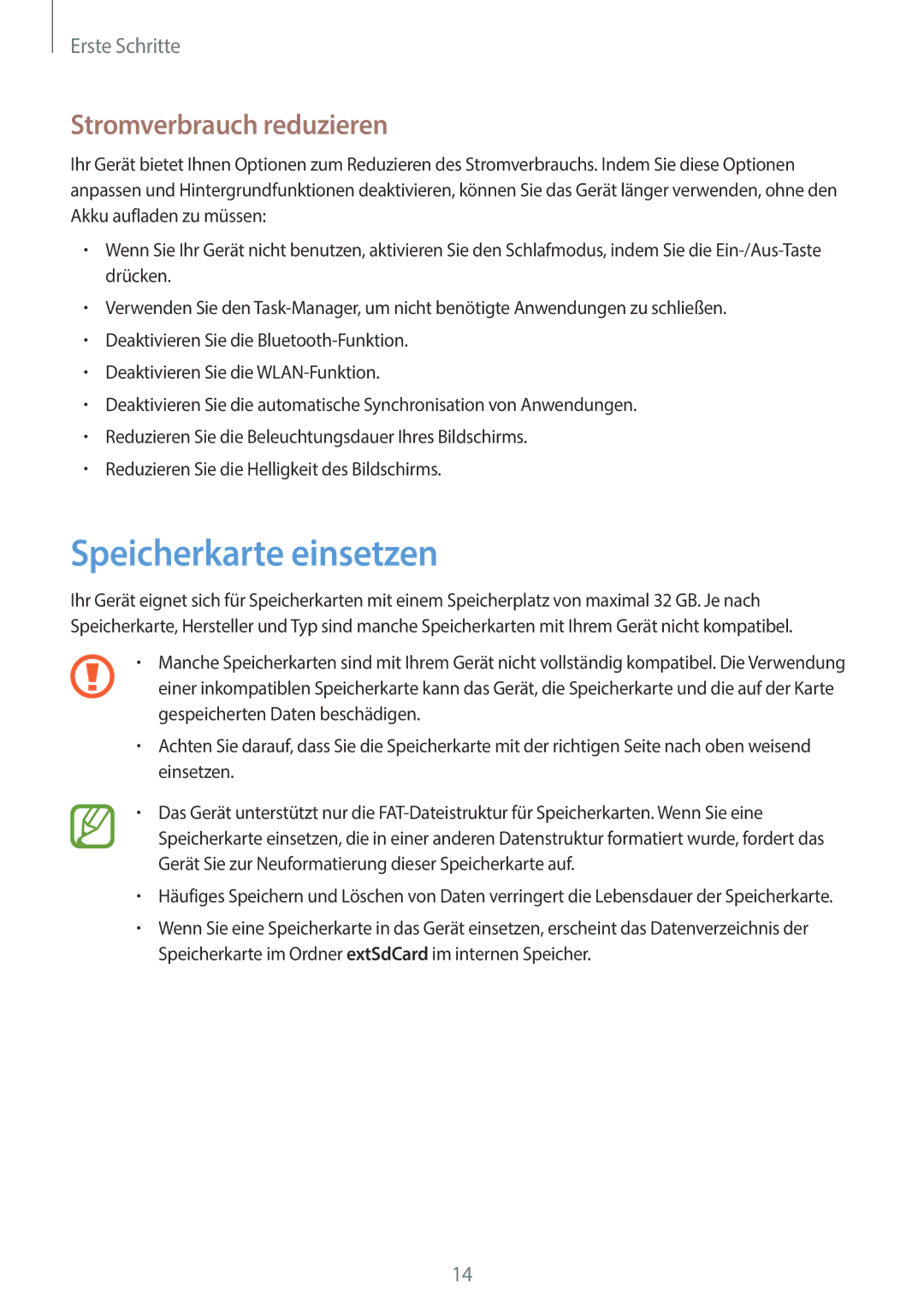 Samsung GT-S6010BBADBT manual Speicherkarte einsetzen, Stromverbrauch reduzieren 