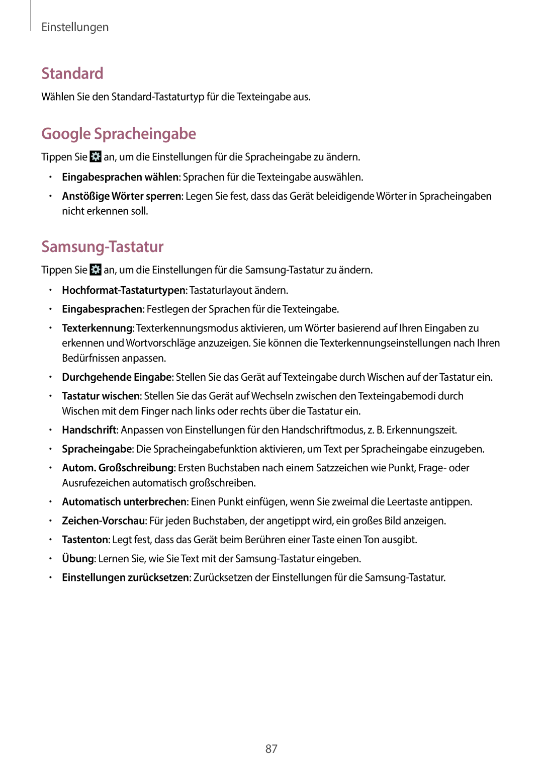 Samsung GT-S6010BBADBT Standard, Google Spracheingabe, Samsung-Tastatur, Hochformat-Tastaturtypen Tastaturlayout ändern 