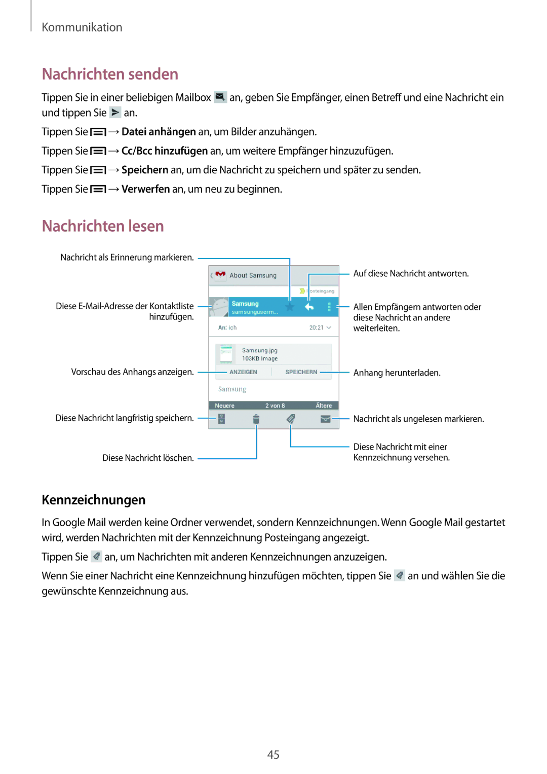 Samsung GT-S6010BBADBT manual Kennzeichnungen 