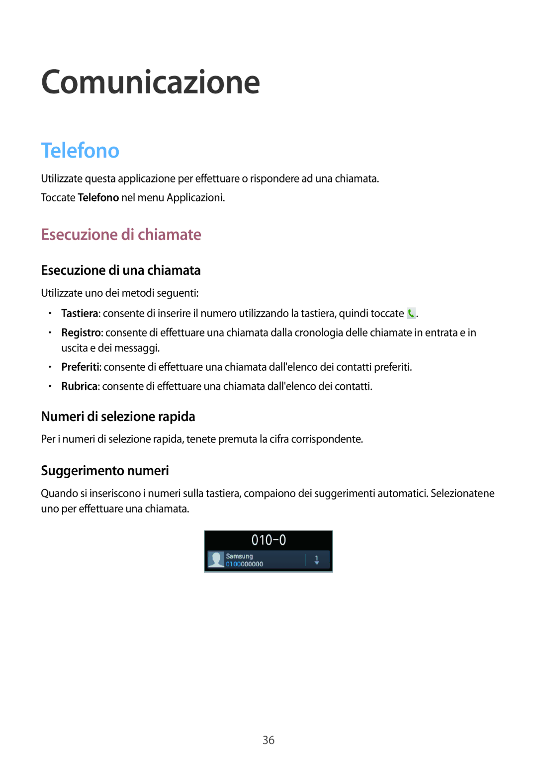 Samsung GT-S6010BBAITV, GT-S6010RWAITV manual Comunicazione, Telefono, Esecuzione di chiamate 