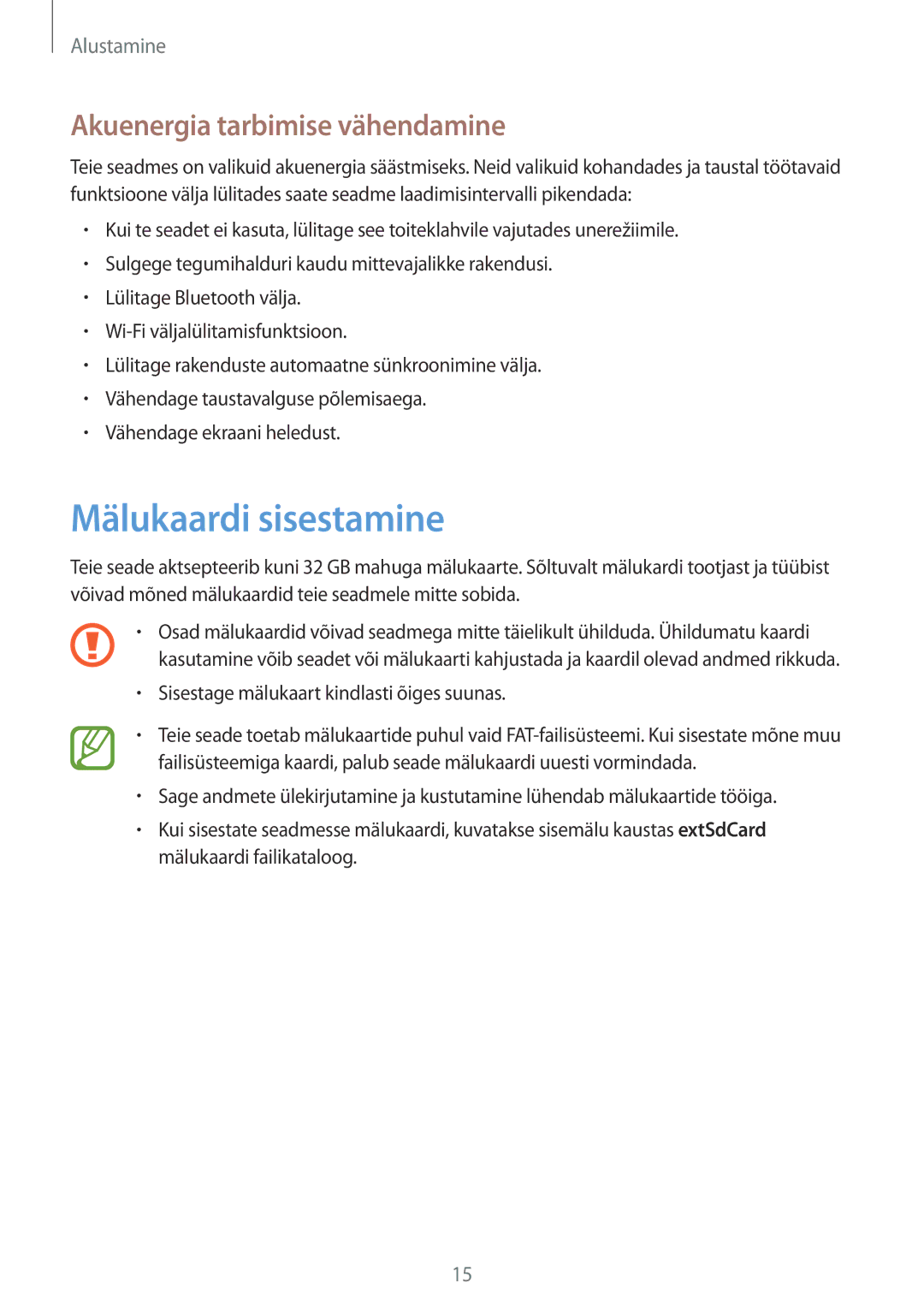 Samsung GT-S6012BBASEB, GT-S6012RWASEB, GT-S6012ZYASEB manual Mälukaardi sisestamine, Akuenergia tarbimise vähendamine 