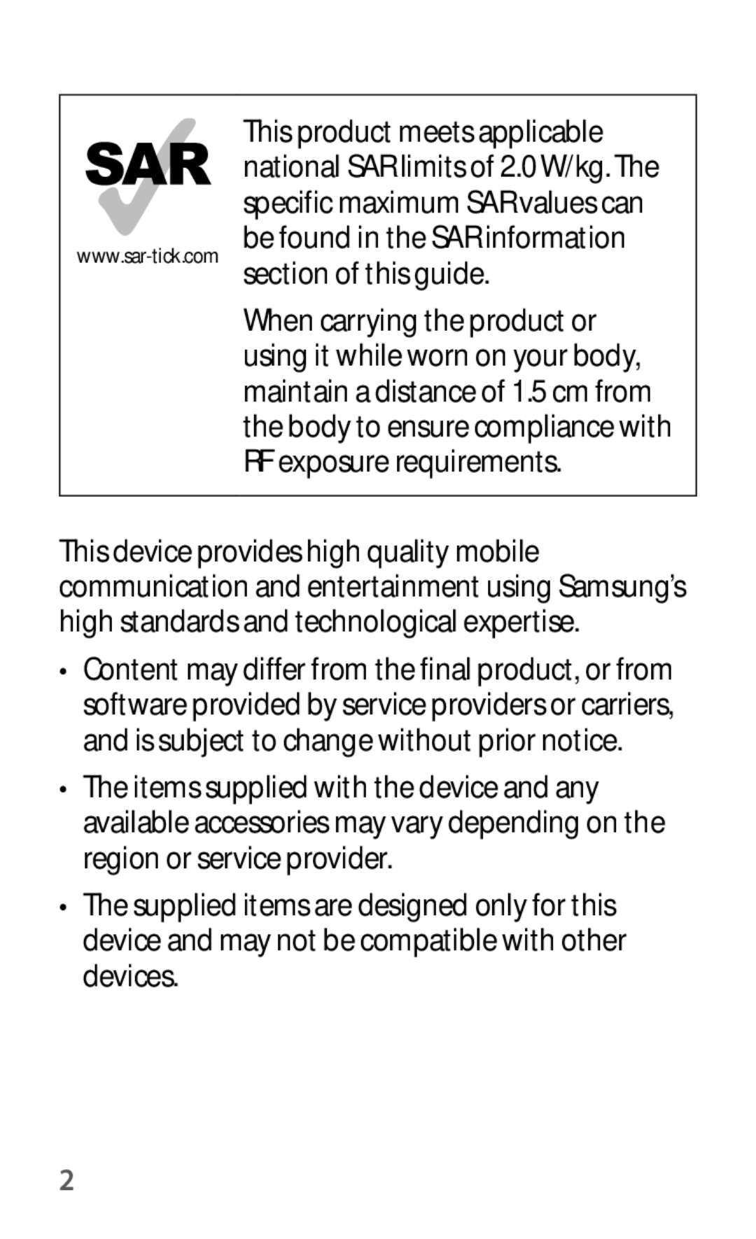 Samsung GT-S6012ZYASER, GT-S6012BBASER, GT-S6012RWASER manual Section of this guide 