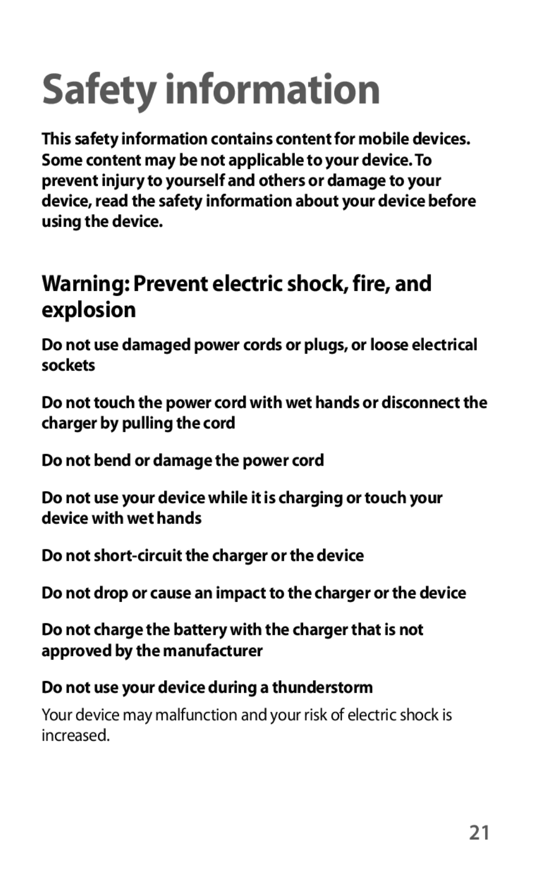 Samsung GT-S6012BBASER, GT-S6012RWASER, GT-S6012ZYASER manual Safety information 