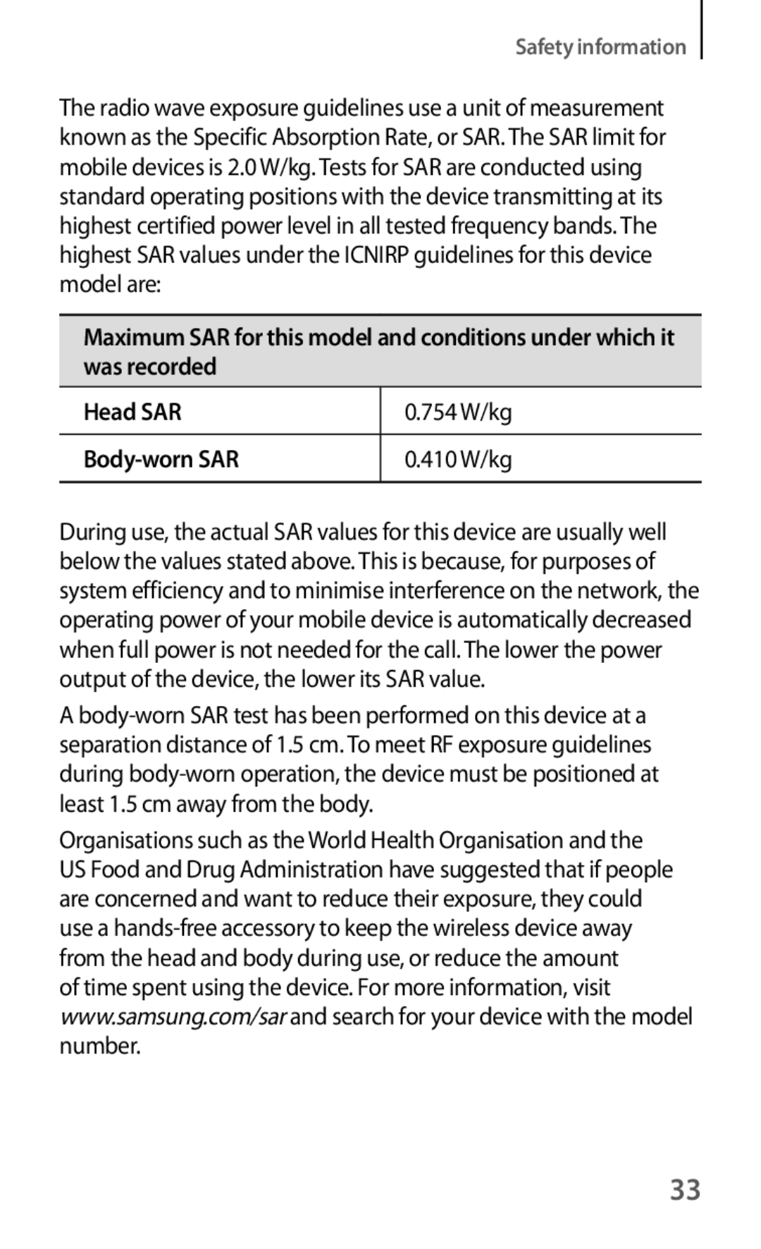 Samsung GT-S6012BBASER, GT-S6012RWASER, GT-S6012ZYASER manual Safety information 