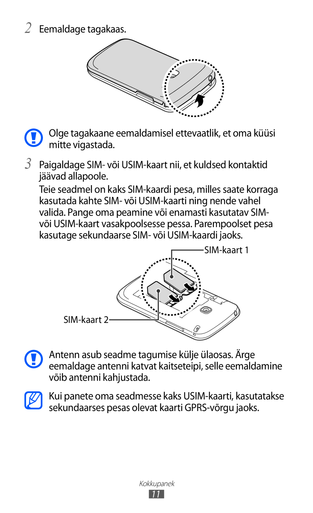 Samsung GT-S6102SKASEB manual SIM-kaart 