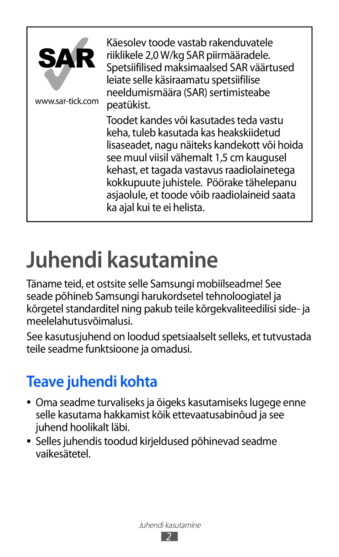 Samsung GT-S6102SKASEB manual Juhendi kasutamine, Teave juhendi kohta 