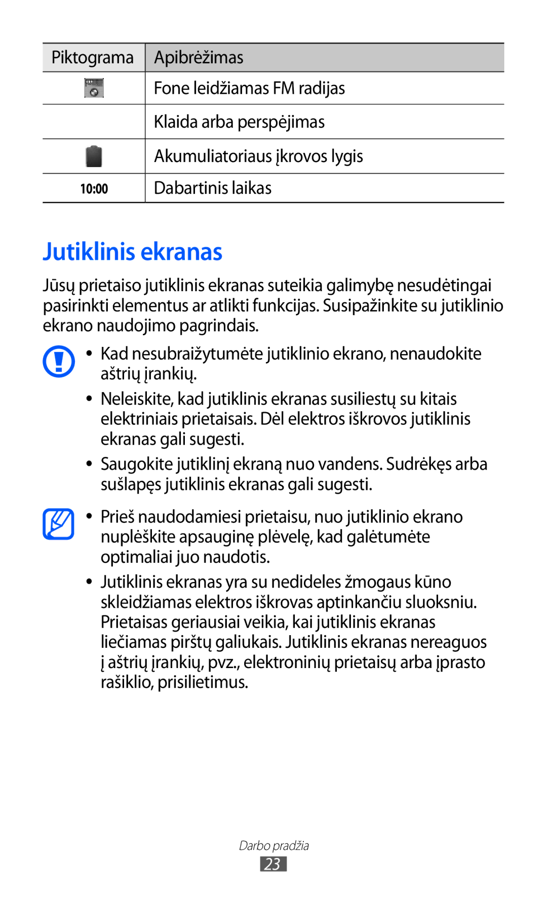Samsung GT-S6102SKASEB manual Jutiklinis ekranas, Dabartinis laikas 